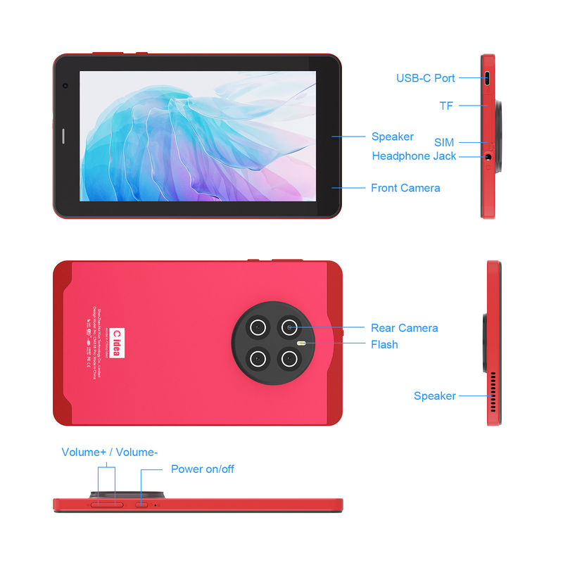 C Idea Android 13 Ταμπλέτες με SIM Wifi 7 ιντσών Πατητή Εικόνα Ταμπλέτα CM518 Pro Κόκκινο