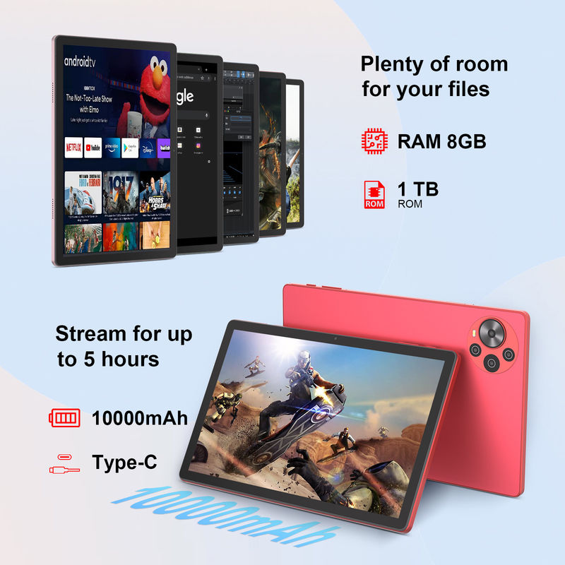 C Idea Android 14 Tablet Εκπαιδευτικό tablet 2k οθόνης για φοιτητές με πληκτρολόγιο και ποντίκι CM10500 Plus Red
