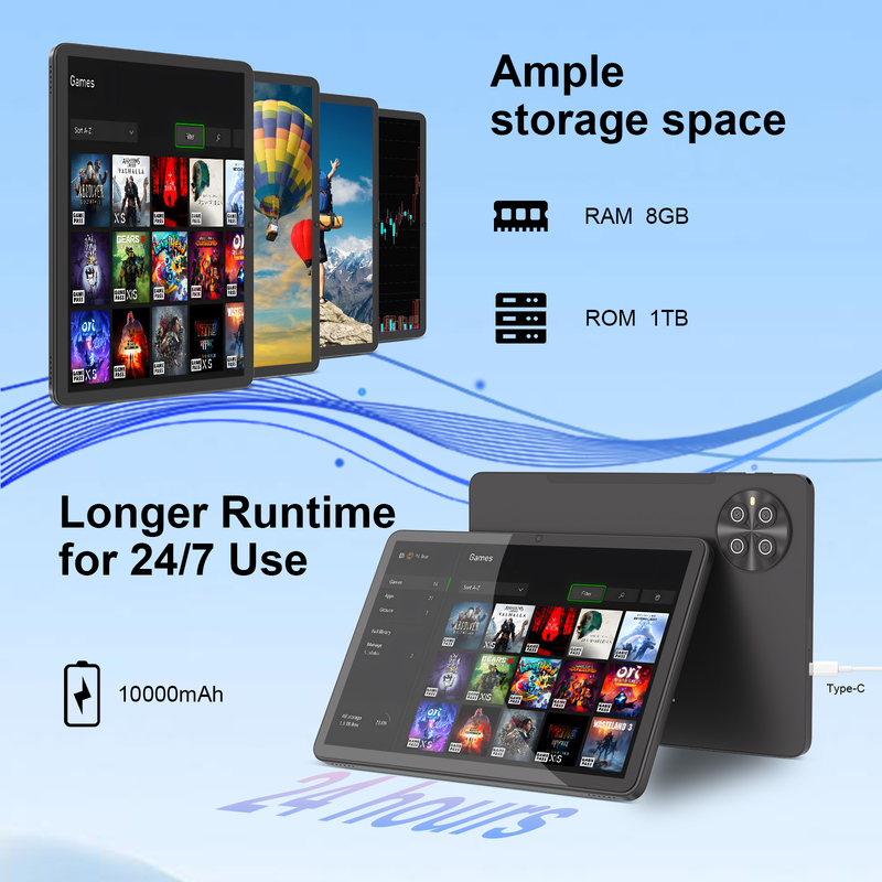 C Idea 10,1 ιντσών Android 15 Tablet 8GB RAM 1TB ROM μοντέλο CM8800plus Μαύρο