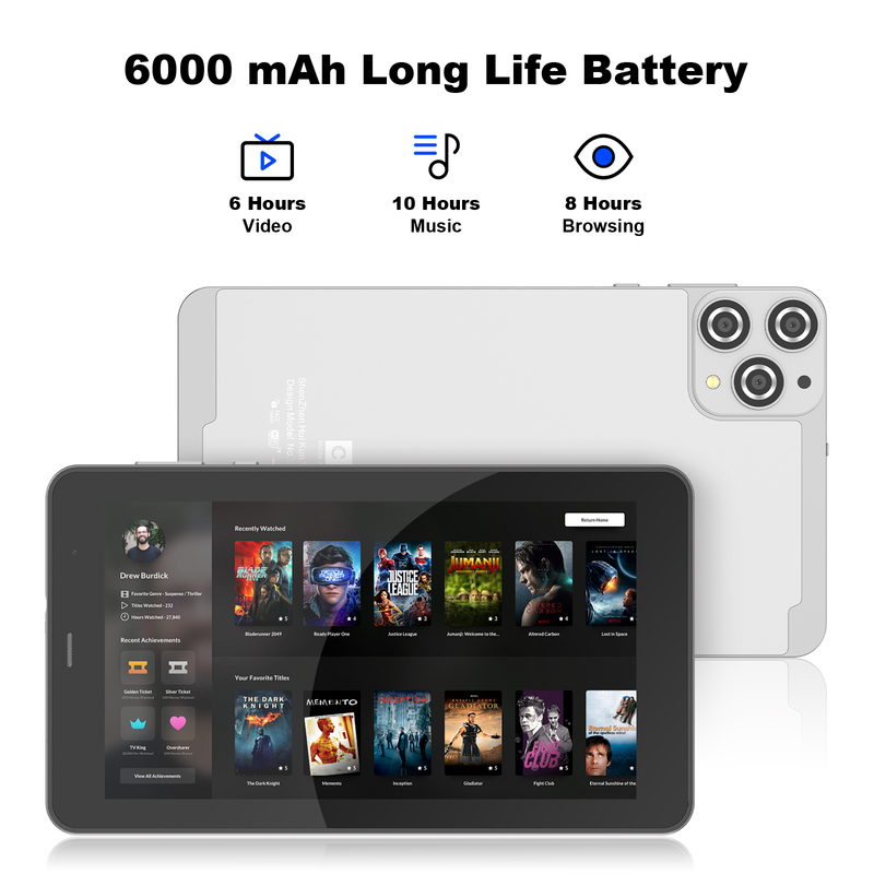 C ιδέα 7 ιντσών Wifi Tablet με Κεφάλαιο 8+256GB Αποθήκευση Quad Core Processor 600x1024 IPS Εικονική οθόνη CM516 ασήμι