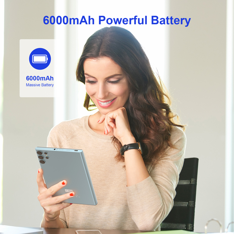 C idea 7 ιντσών Wifi Tablet με θήκη 8+256GB Αποθήκευση Τετραπύρηνος Επεξεργαστής 600x1024 IPS Οθόνη αφής CM524 μπλε