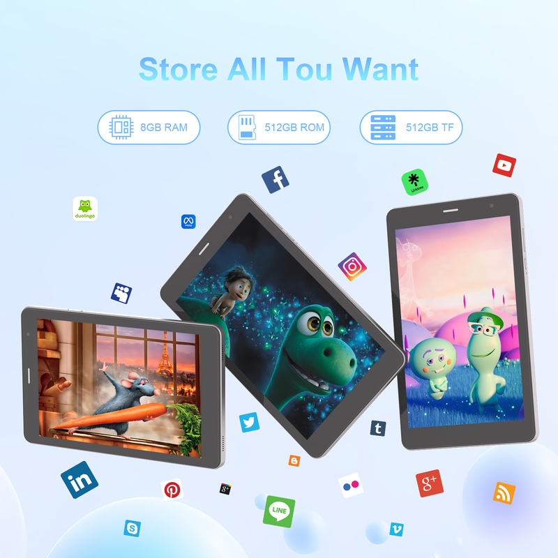 C idea 8 ιντσών Tablet Wifi με 8+512GB Αποθήκευση Τετραπύρηνος Επεξεργαστής 800x1280 IPS Οθόνη Αφής ασημί CM817 Pro