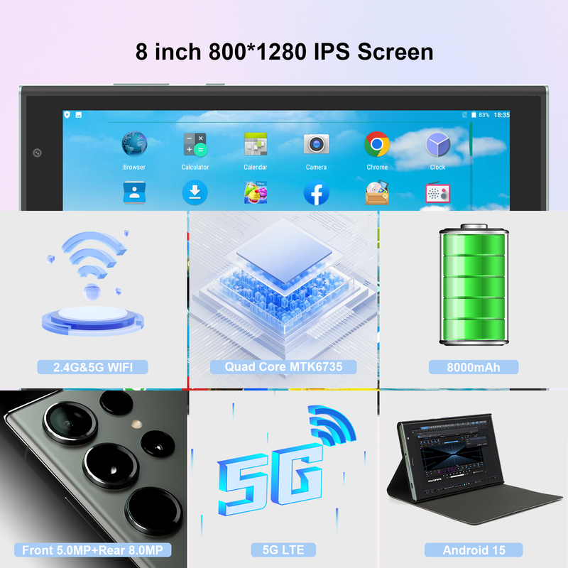 C idea Tablet 8 ιντσών Wifi με 8+512GB Αποθήκευση Τετραπύρηνος Επεξεργαστής 800x1280 IPS Οθόνη αφής πράσινο CM824