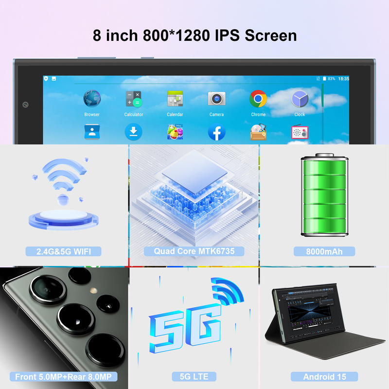 C idea Tablet 8 ιντσών Wifi με 8+512GB Αποθήκευση Τετραπύρηνος Επεξεργαστής 800x1280 IPS Οθόνη αφής μπλε CM824