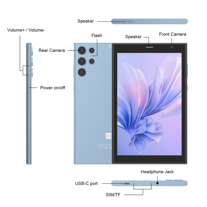C idea Tablet 8 ιντσών Wifi με 8+512GB Αποθήκευση Τετραπύρηνος Επεξεργαστής 800x1280 IPS Οθόνη αφής μπλε CM824