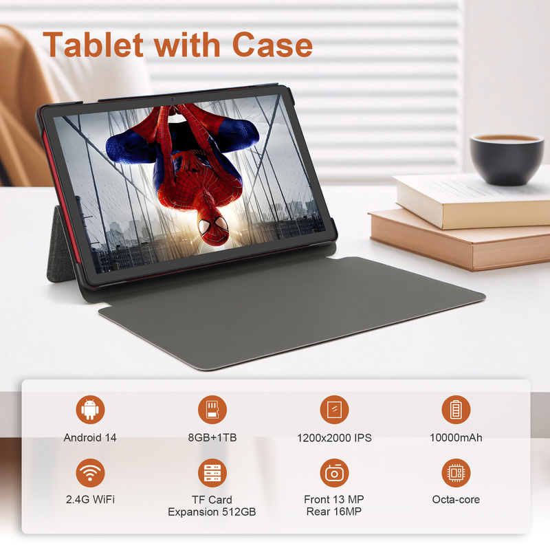 C idea 10.36 inch Android 15 Tablet 8GB RAM 1TB ROM Model CM10016 PLUS red