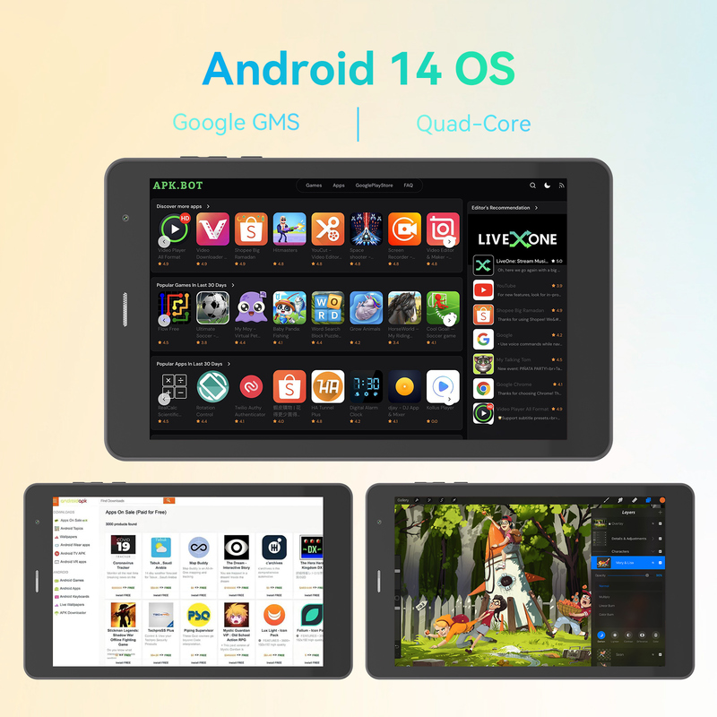 C idea Youth 8 Inch Tablet Android 15 με μαύρη οθόνη φωτός, WiFi, 8GB + 512GB, 800*1280 IPS incell CM828