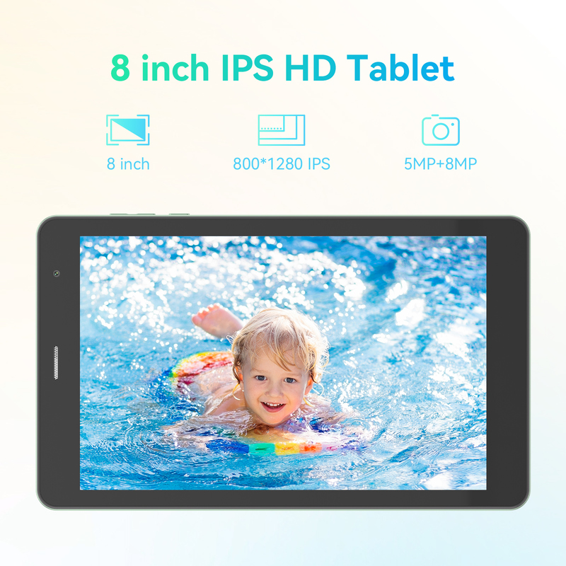 C idea Youth green 8 Inch Tablet Android 15 με υποδοχή για κάρτες tf, WiFi, 8GB +512GB, 800*1280 IPS incell CM828
