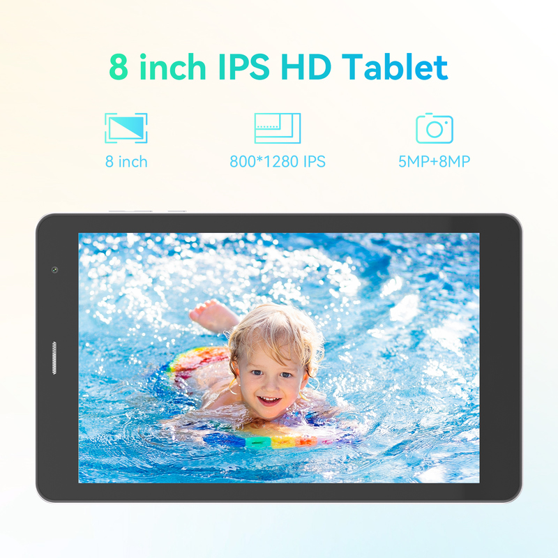 C idea Youth ασημένιο Tablet 8 ιντσών Android 15 με υποδοχή κάρτας tf, WiFi, 8GB + 512GB, 800*1280 IPS incell CM828