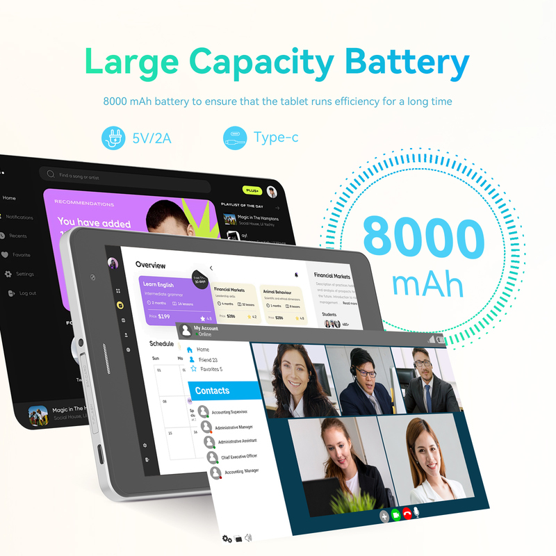 C idea Youth ασημένιο Tablet 8 ιντσών Android 15 με υποδοχή κάρτας tf, WiFi, 8GB + 512GB, 800*1280 IPS incell CM828