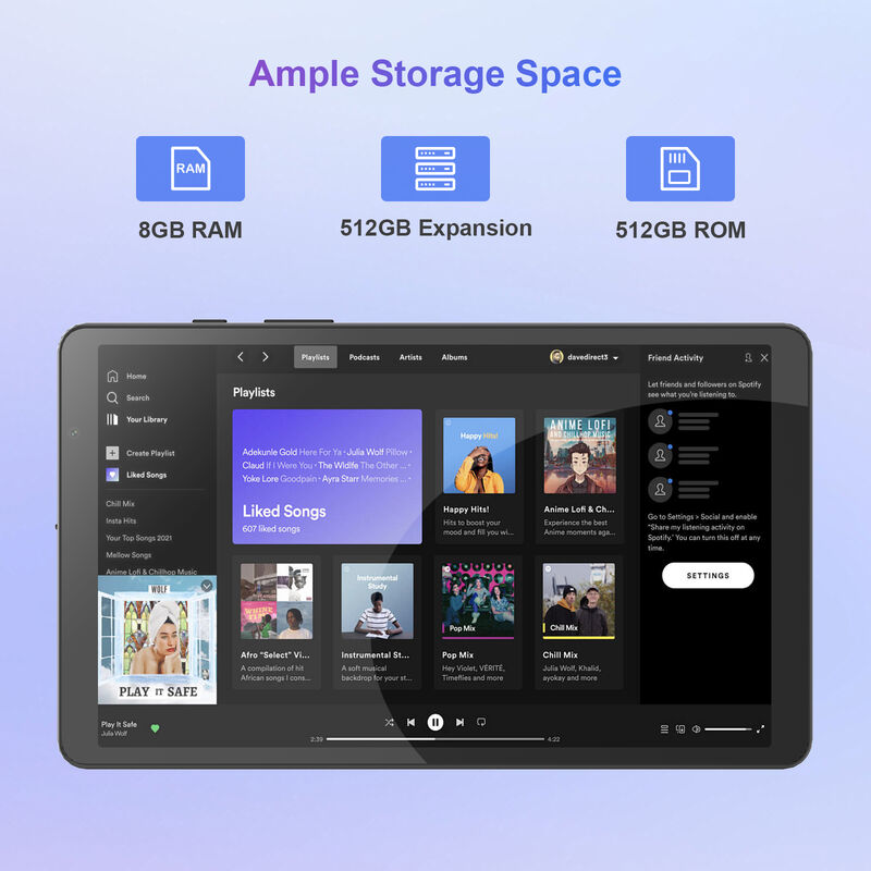 C ιδέα 8 ιντσών Smart Tablet PC με πληκτρολόγιο 8GB RAM+512 ROM 800*1340 IPS incell Εικονική οθόνη Εμφάνιση BLACK CM866