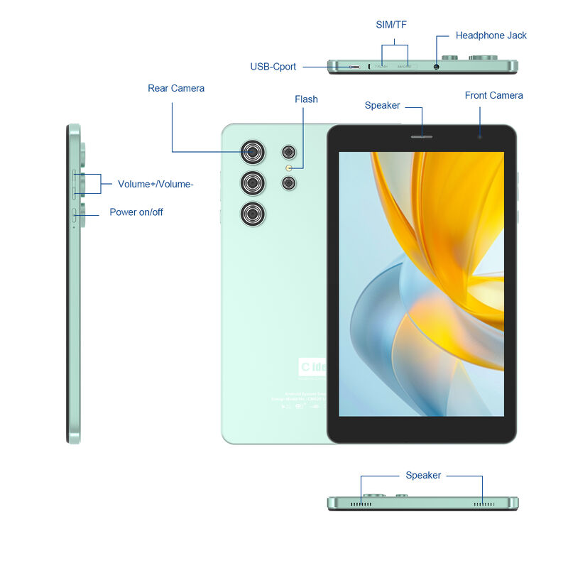 C Idea 8 ιντσών WiFi Tablet με θήκη 8+512GB Αποθήκευση Octa Core Processor 1280x800 HD IPS Touch Screen CM826 Ultra Green