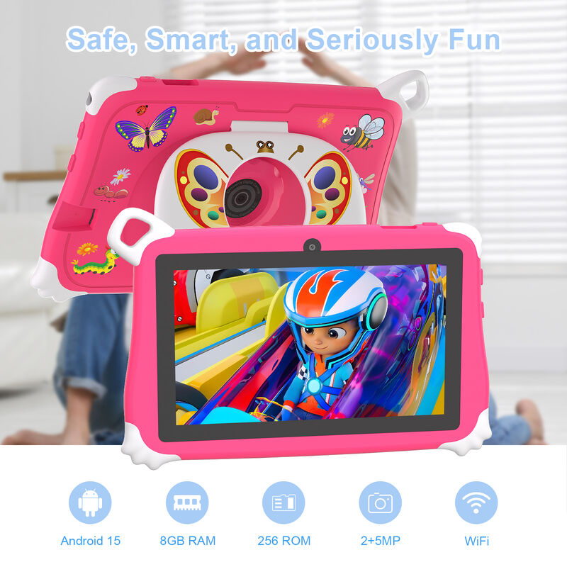 C Idea New Kids Tablet PC 7 ίντσες 8GB RAM 256GB ROM Android 16 Wi-Fi Ανθεκτικό στην πτώση Εκπαιδευτική χρήση (CM86-Pink)