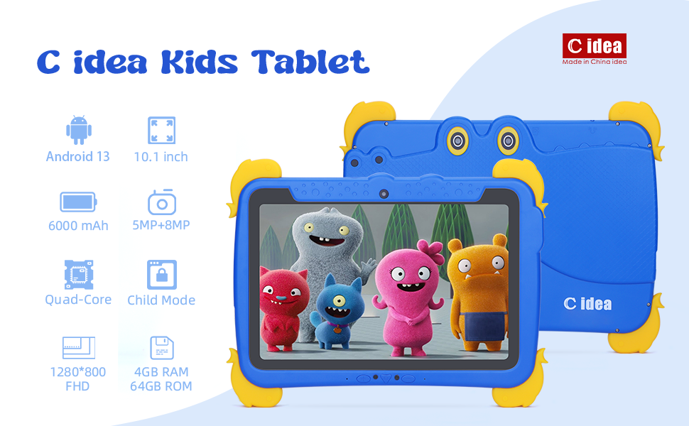 Ιδέα C 10,1 ιντσών Παιδιά Tablet PC με Κεφάλαιο Προστασία Μάτι ips HD Εικόνα Προεγκατάσταση IWAWA P1150