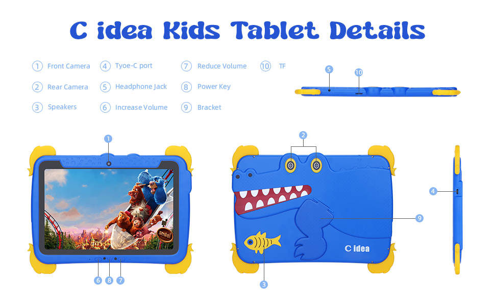 Ιδέα C 10,1 ιντσών Παιδιά Tablet PC με Κεφάλαιο Προστασία Μάτι ips HD Εικόνα Προεγκατάσταση IWAWA P1150